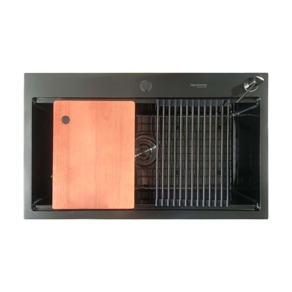 HansCoopper 8046PBL Workstation Sink, Stainless Steel, Black