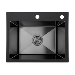 HansCoopper P6045BL – PVD Black SUS304 Stainless Steel Kitchen Sink, 60x45 cm, Deep Single Bowl